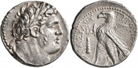 PHOENICIA. Tyre. 126/5 BC-AD 65/6. Shekel (Silver, 30 mm, 14.19 g, 1 h), CY 6 = 121/0 BC. Laureate head of Melkart to right, lion skin tied around nec...