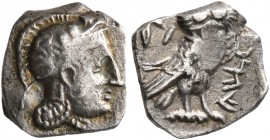 SAMARIA. Circa 375-333 BC. Obol (Silver, 10 mm, 0.61 g, 10 h), imitating Athens. Head of Athena to right, wearing crested Attic helmet decorated with ...