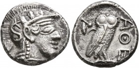 PHILISTIA (PALESTINE). Gaza (?). Mid 5th century-333 BC. Drachm (Silver, 15 mm, 3.68 g, 10 h), imitating Athens. Head of Athena to right, wearing cres...