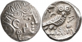 ARABIA, Southern. Saba'. 3rd-2nd centuries BC. Unit (Silver, 18 mm, 5.20 g, 6 h), imitating Athens. Head of Athena to right, wearing crested Attic hel...