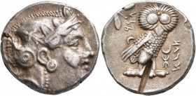 EGYPT, Achaemenid Province. Sabakes. Satrap, 340-333 BC. Tetradrachm (Silver, 25 mm, 17.15 g, 9 h). Head of Athena to right, wearing crested Attic hel...