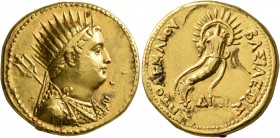 PTOLEMAIC KINGS OF EGYPT. Ptolemy III Euergetes, 246-222 BC. Mnaeion or Oktadrachm (Gold, 27 mm, 27.80 g, 12 h), Alexandria. Struck under Ptolemy IV, ...