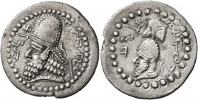 KINGS OF PERSIS. Shahpur, son of Papak, circa AD 200-209. Drachm (Silver, 23 mm, 2.92 g, 10 h). ŠHPWHRY MLK ('King Shahpur' in Pahlawi) Bearded head o...
