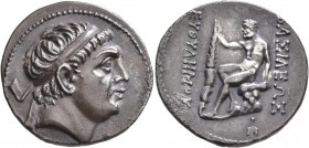 BAKTRIA, Greco-Baktrian Kingdom. Euthydemos I, circa 225-200 BC. Tetradrachm (Silver, 28 mm, 16.00 g, 11 h), Mint A (near Aï Khanoum), circa 220/15-21...