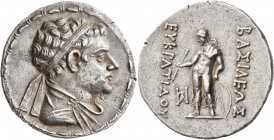 BAKTRIA, Greco-Baktrian Kingdom. Eukratides II, circa 145-140 BC. Tetradrachm (Silver, 32 mm, 16.75 g, 11 h), Baktra. Diademed and draped bust of Eukr...
