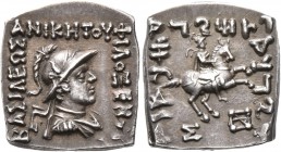 BAKTRIA, Indo-Greek Kingdom. Philoxenos, circa 125-110 BC. Drachm (Silver, 15x16 mm, 2.39 g, 12 h), Indian standard, uncertain mint in Paropamisadai o...
