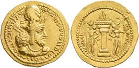 SASANIAN KINGS. Shahpur I, 240-272. Dinar (Gold, 22 mm, 7.31 g, 3 h), Mint C (Ktesiphon), circa 244-253. MZDYSN BGY ŠHPWHRY MRKAN MRKA 'YR'N MNW CTRY ...