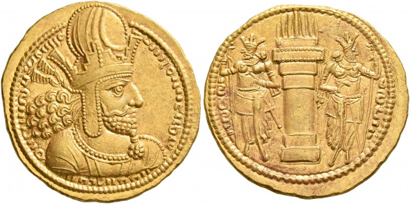 SASANIAN KINGS. Shahpur I, 240-272. Dinar (Gold, 22 mm, 7.40 g, 3 h), Mint C (Kt...