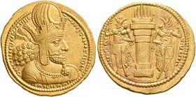 SASANIAN KINGS. Shahpur I, 240-272. Dinar (Gold, 22 mm, 7.40 g, 3 h), Mint C (Ktesiphon), circa 260-272. MZDYSN BGY ŠHPWHLY MRKAN MRKA 'YR'N MNW CTRY ...
