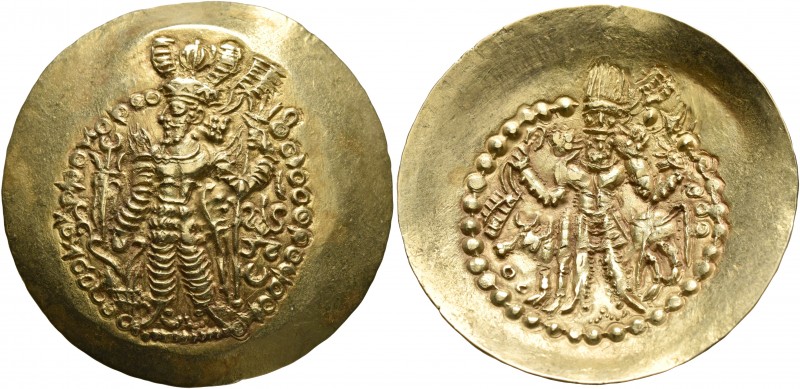 KUSHANO-SASANIANS. Bahram I, circa 325-350. Dinar (Gold, 35 mm, 7.73 g, 11 h), B...