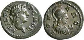 MOESIA INFERIOR. Tomis. Pseudo-autonomous issue. Hemiassarion (Bronze, 17 mm, 1.87 g, 1 h), time of Elagabalus and Severus Alexander, 218-235. KTICTHC...