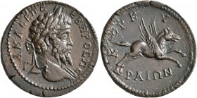 CORCYRA. Corcyra. Septimius Severus, 193-211. Triassarion (Bronze, 28 mm, 11.14 g, 5 h), 209-211. •A•K•Λ•CΕΠ•CEBHPOC ΠE Laureate head of Septimius Sev...