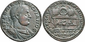 MYSIA. Pergamum. Valerian I, 253-260. Medallion (Bronze, 39 mm, 27.81 g, 7 h), Aurelios Damas, strategos. AYT•K•Π•ΛIK•OYAΛЄPIANOC• Laureate, draped an...