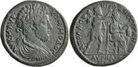 LYDIA. Tmolus-Aureliopolis. Commodus, 177-192. Tetrassarion (Orichalcum, 30 mm, 16.98 g, 6 h), Apollonides, strategos, circa 184-190. AY•K•M•AYP• KOMM...