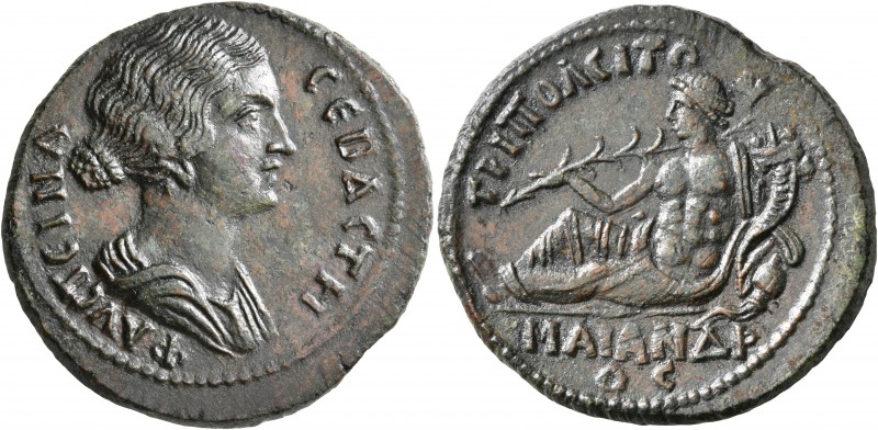 LYDIA. Tripolis. Faustina Junior, Augusta, 147-175. Tetrassarion (?) (Bronze, 31...