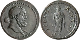 PHRYGIA. Hierapolis. Pseudo-autonomous issue. Pentassarion (Bronze, 31 mm, 18.69 g, 6 h), time of the Severans, 193-235. Bearded head of Herakles to r...