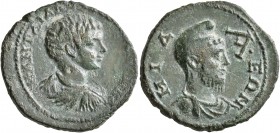 PHRYGIA. Midaeum. Diadumenian, as Caesar, 217-218. Diassarion (Bronze, 26 mm, 8.06 g, 6 h), 218. M ANT ΔIAΔOYMENIANON KA Bare-headed, draped and cuira...