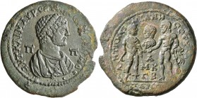 CILICIA. Tarsus. Caracalla, 198-217. Hexassarion (Bronze, 35 mm, 22.00 g, 12 h), 215-217. ΑΥΤ•ΚΑI•Μ•ΑΥΡ•CЄΥΗΡΟC•ΑΝΤΩΝЄΙΝΟC• / Π - Π Bust of Caracalla ...