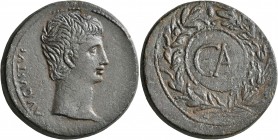 ASIA MINOR. Uncertain. Augustus, 27 BC-AD 14. 'Sestertius' (Orichalcum, 35 mm, 24.09 g, 1 h), circa 25 BC. AVGVSTVS Bare head of Augustus to right. Re...