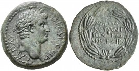 SYRIA, Seleucis and Pieria. Antioch. Otho, 69. 'As' (Bronze, 24 mm, 7.68 g, 12 h), Mucianus, legate, CY 117 = 69. IMP•M•OTHO CAE•AVG Laureate head of ...
