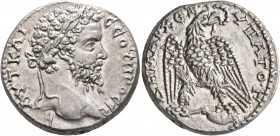 SYRIA, Seleucis and Pieria. Antioch. Septimius Severus, 193-211. Tetradrachm (Silver, 25 mm, 14.38 g, 12 h), 202-211. AYT KAI CЄOYPOC CЄB Laureate hea...