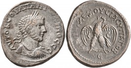 SYRIA, Seleucis and Pieria. Emesa. Uranius Antoninus, usurper, 253-254. Tetradrachm (Billon, 27 mm, 12.16 g, 7 h). AYTO K COYΛΠ ANTⲰNINOC CЄ Laureate,...