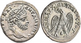SYRIA, Seleucis and Pieria. Laodicea ad Mare. Caracalla, 198-217. Tetradrachm (Silver, 27 mm, 13.54 g, 1 h), 212/3. •ΑΥΤ•ΚΑΙ••ΑΝΤΩΝЄΙΝΟC•CЄ• Laureate ...