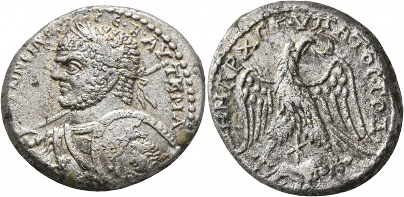 SYRIA, Coele-Syria. Heliopolis. Caracalla, 198-217. Tetradrachm (Billon, 26 mm, ...