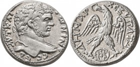 SYRIA, Decapolis. Gadara. Caracalla, 198-217. Tetradrachm (Silver, 24 mm, 13.34 g, 6 h), 215-217. AYT KAI ANTⲰNINOC CЄB Laureate head of Caracalla to ...