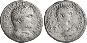 PHOENICIA. Byblus. Caracalla, 198-217. Tetradrachm (Silver, 26 mm, 13.40 g, 10 h), 215-217. AYT•KAI•ANTⲰNINOC•CЄ• Laureate and cuirassed bust of Carac...