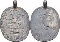 EGYPT. Uncertain, circa 3rd-4th centuries. Gnostic Amulet (Silver, 51x41 mm, 21.48 g, 12 h). IAⲰ CABAⲰΘ AΔNAI ABPACAΞ MIXAHΛ OYPIHΛ COYPIHΛ ΓABPIHΛ in...