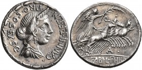 C. Annius T.f. T.n., 82-81 BC. Denarius (Silver, 20 mm, 3.88 g, 11 h), uncertain mint in northern Italy or Spain. •C•ANNI•T•F•T•N•PRO•COS•EX•S•C• Diad...