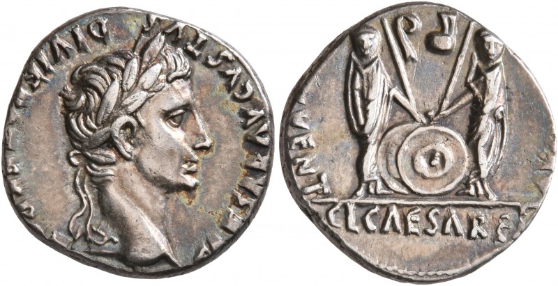 Augustus, 27 BC-AD 14. Denarius (Silver, 18 mm, 3.84 g, 4 h), Lugdunum, 2 BC-AD ...