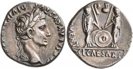 Augustus, 27 BC-AD 14. Denarius (Silver, 18 mm, 3.84 g, 4 h), Lugdunum, 2 BC-AD 4. CAESAR AVGVSTVS DIVI F PATER PATRIAE Laureate head of Augustus to r...