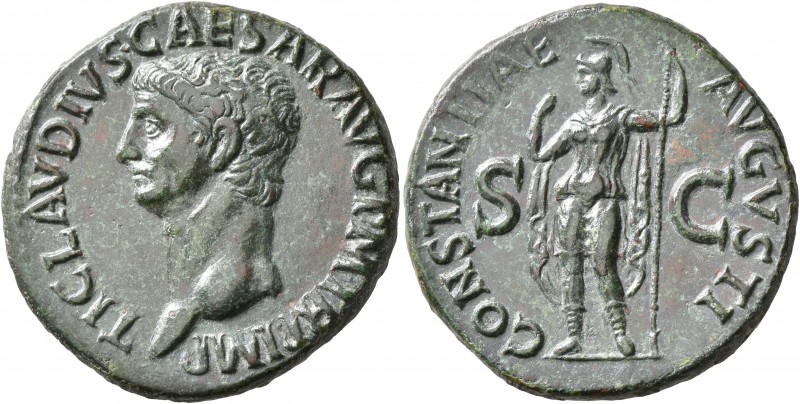 Claudius, 41-54. As (Copper, 29 mm, 11.81 g, 6 h), Rome, 41-42. TI CLAVDIVS CAES...