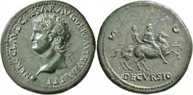 Nero, 54-68. Sestertius (Orichalcum, 36 mm, 25.76 g, 7 h), Lugdunum, circa 65. NERO CLAVD CAESAR AVG GER P M TR P IMP P P Laureate head of Nero to lef...
