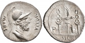 Civil Wars, 68-69. Denarius (Silver, 19 mm, 3.32 g, 8 h), uncertain mint in Gaul, circa March-May 68. MARS - VLTOR Helmeted and draped bust of Mars Ul...