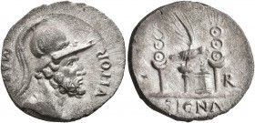 Civil Wars, 68-69. Denarius (Silver, 19 mm, 3.15 g, 7 h), uncertain mint in Gaul, circa March-May 68. MARS - VLTOR Helmeted and draped bust of Mars Ul...
