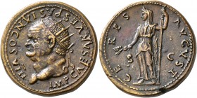 Vespasian, 69-79. Dupondius (Orichalcum, 28 mm, 15.00 g, 7 h), Rome, 77-78. IMP CAESAR VESPASIAN COS VIII Radiate head of Vespasian to left. Rev. CERE...