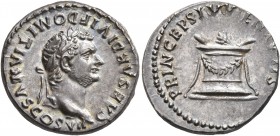 Domitian, as Caesar, 69-81. Denarius (Silver, 18 mm, 3.28 g, 7 h), Rome, struck under Titus, 80-81. CAESAR DIVI F DOMITIANVS COS VII Laureate head of ...