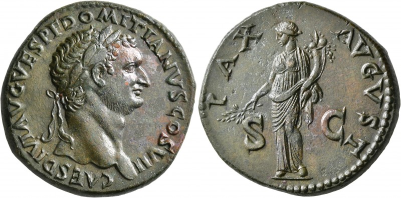 Domitian, as Caesar, 69-81. Sestertius (Orichalcum, 34 mm, 26.58 g, 7 h), uncert...