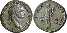 Domitian, as Caesar, 69-81. Sestertius (Orichalcum, 34 mm, 26.58 g, 7 h), uncertain mint in the East (in Thrace or Bithynia?), 80-81. CAES DIVI AVG VE...