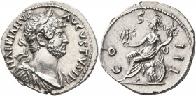 Hadrian, 117-138. Denarius (Silver, 20 mm, 3.14 g, 7 h), uncertain mint in the East, group 3, circa 128-130 or somewhat later. HADRIANVS AVGVSTVS II L...