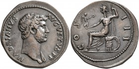 Hadrian, 117-138. Cistophorus (Silver, 26 mm, 10.40 g, 7 h). HADRIANVS AVGVSTVS P P Bare head of Hadrian to right, with slight drapery on his left sho...