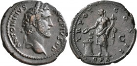 Antoninus Pius, 138-161. As (Copper, 30 mm, 12.00 g, 7 h), Rome, 139. ANTONINVS AVG PIVS P P Laureate head of Antoninus Pius to right. Rev. TR POT COS...