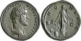Antoninus Pius, 138-161. Sestertius (Orichalcum, 32 mm, 27.11 g, 12 h), Rome, 140-144. ANTONINVS AVG PIVS P P TR P COS III Laureate and draped bust of...