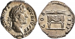 Antoninus Pius, 138-161. Denarius (Silver, 19 mm, 3.25 g, 7 h), Rome, 145-161. ANTONINVS AVG PIVS P P Laureate head of Antoninus Pius to right. Rev. C...