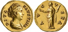Diva Faustina Senior, died 140/1. Aureus (Gold, 20 mm, 7.26 g, 7 h), Rome, circa 146-161. DIVA FAVSTINA Diademed and draped bust of Diva Faustina to r...