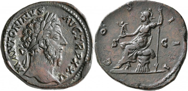Marcus Aurelius, 161-180. Sestertius (Orichalcum, 30 mm, 27.50 g, 6 h), Rome, 17...