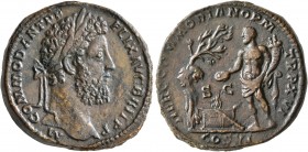 Commodus, 177-192. Sestertius (Orichalcum, 32 mm, 29.37 g, 12 h), Rome, 190-191. M COMMOD ANT P FELIX AVG BRIT P P Laureate head of Commodus to right....